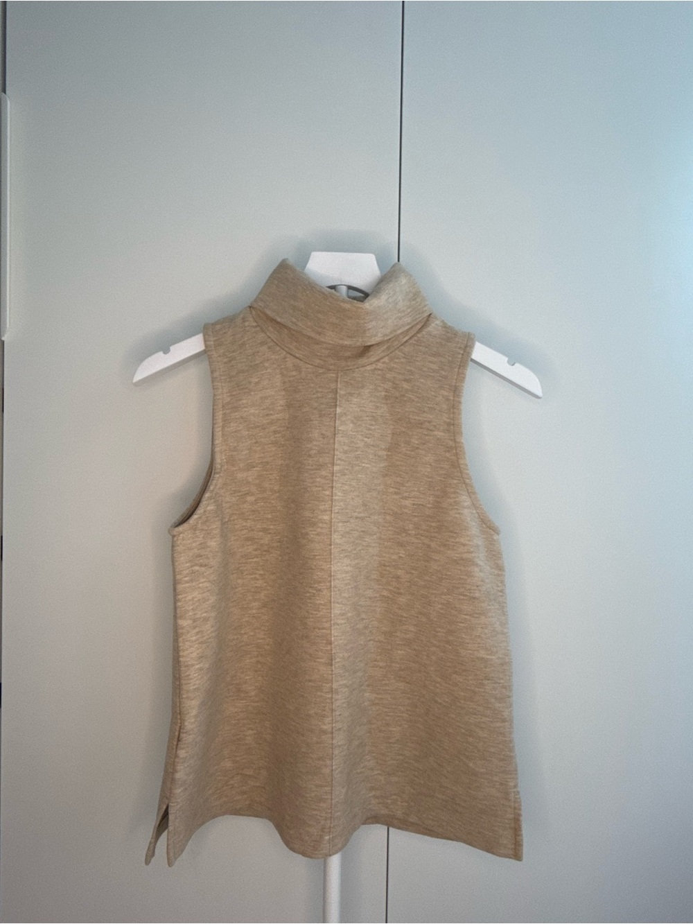 OGL Neutral Sleeveless Mock Neck Top in Light Beige - Picture 2 of 6